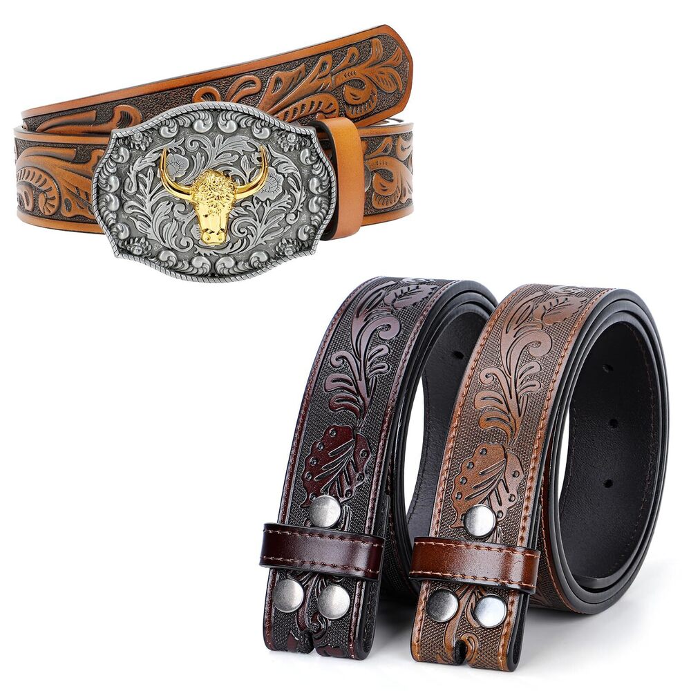 4315 Western Cowgirl Belts For Women, 1 Cowboy Belt Buckle & 3